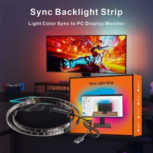 شريط إضاءة محيطية غامرة بمنفذ USB 5V Sync LED للغرفة 5V USB Sync LED Room Ambient Lighting Strip