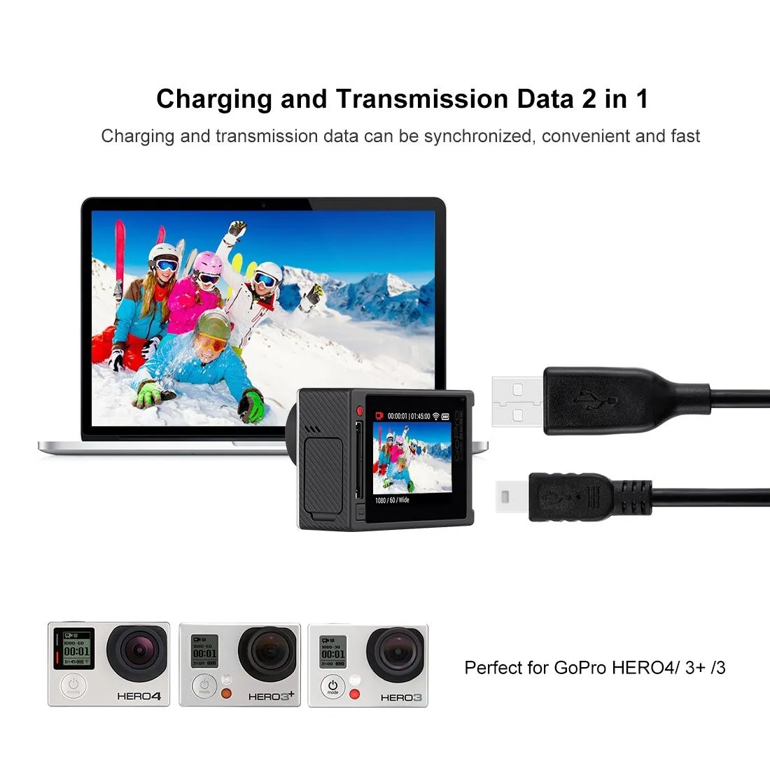 1.5m Usb Sync Cable for Gopro Hero4 / 3 / 3 - Data & Charging