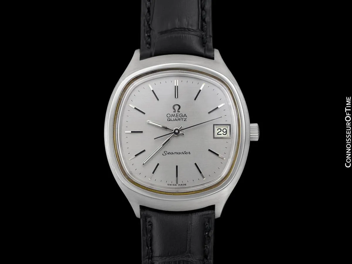 1978 Omega Seamaster Large Vintage Mens Quartz Stainless Steel Watch with Date