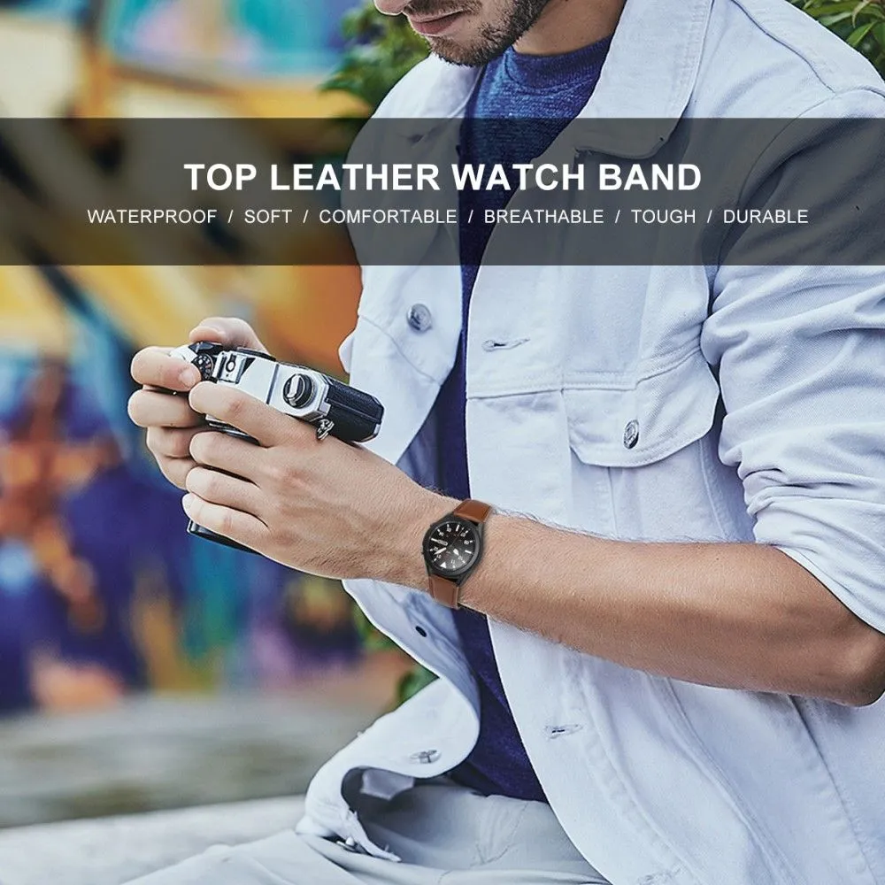 20mm Universal cowhide leather watch strap - Brown