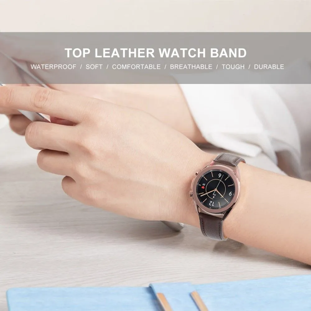 20mm Universal cowhide leather watch strap - Coffee