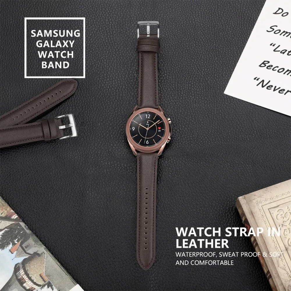 20mm Universal cowhide leather watch strap - Coffee