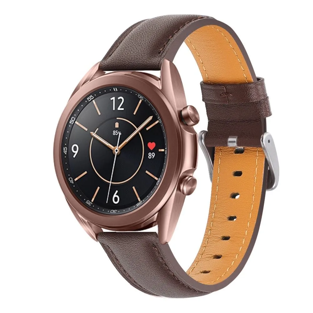 20mm Universal cowhide leather watch strap - Coffee