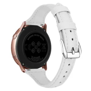 20mm Universal simple genuine leather watch strap with - White
