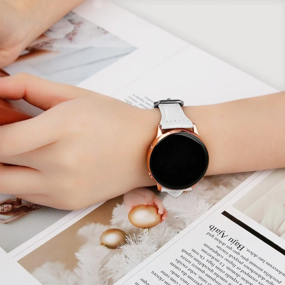 20mm Universal simple genuine leather watch strap with - White