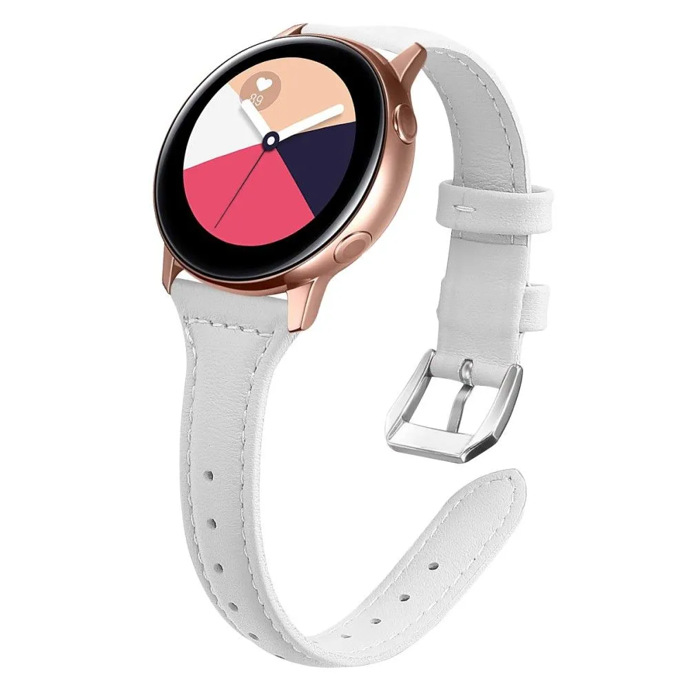 20mm Universal simple genuine leather watch strap with - White