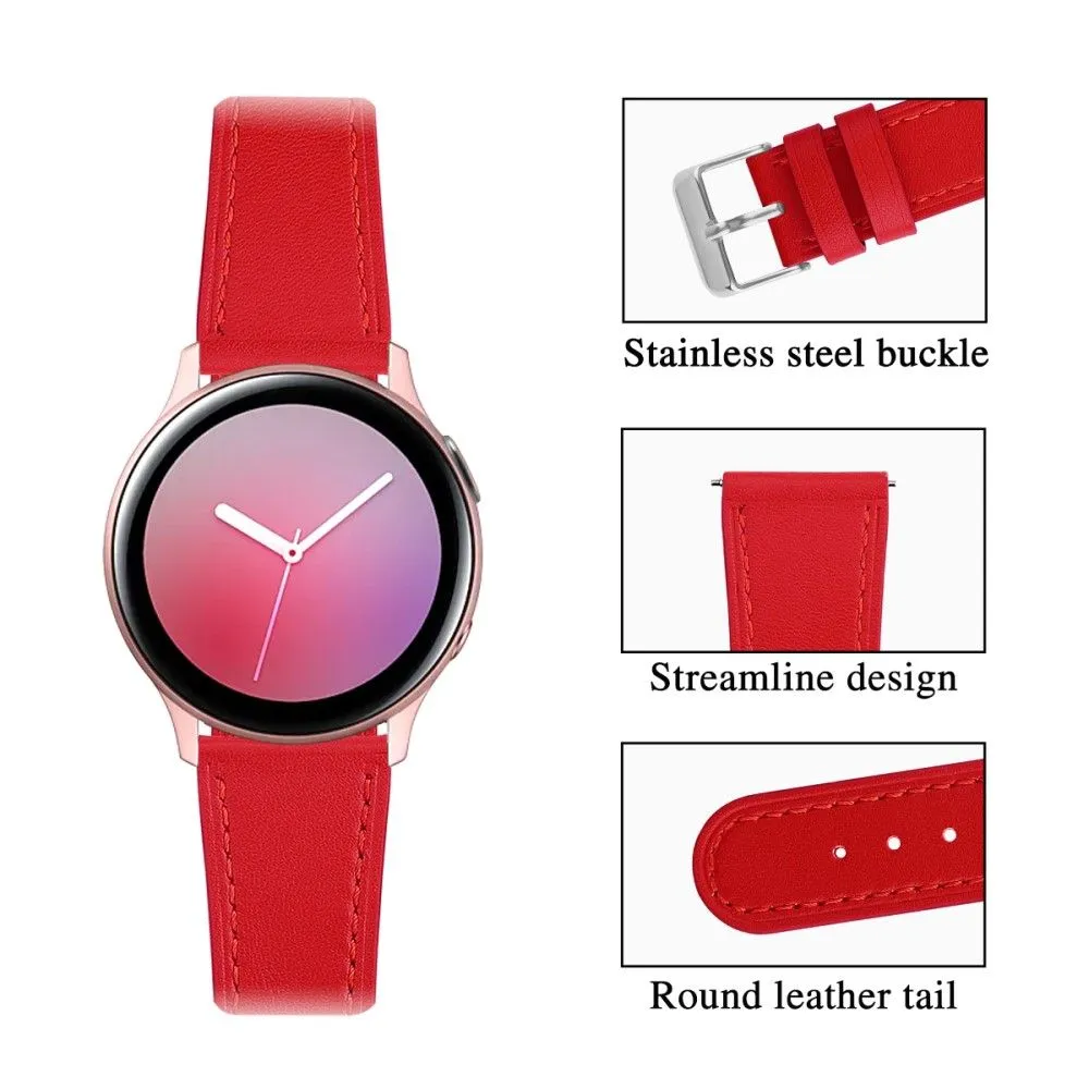 22mm Universal cowhide genuine leather watch strap - Red