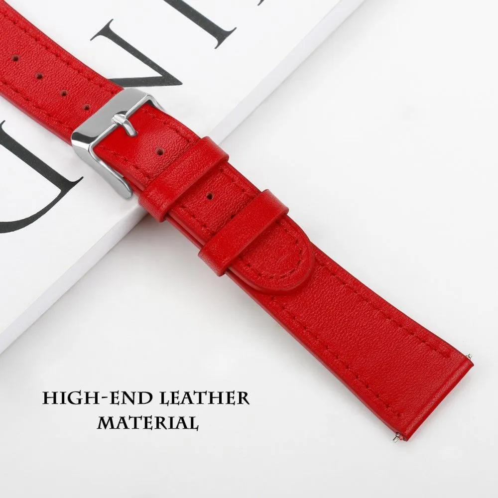 22mm Universal cowhide genuine leather watch strap - Red