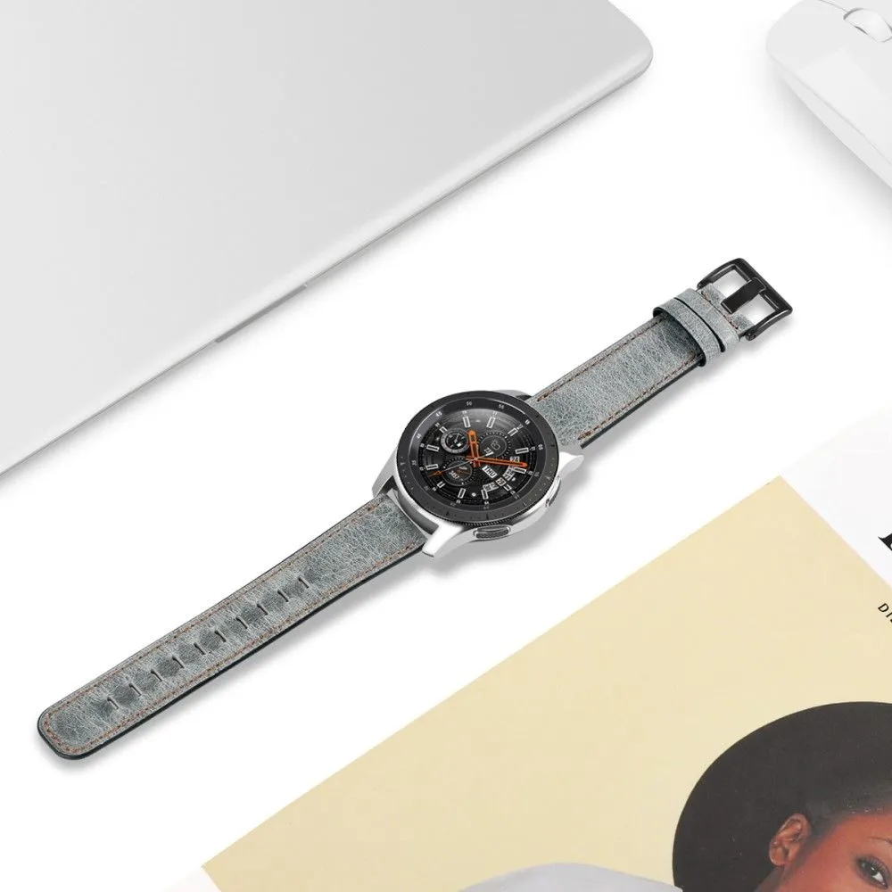 22mm Universal vintage genuine leather watch strap - Grey