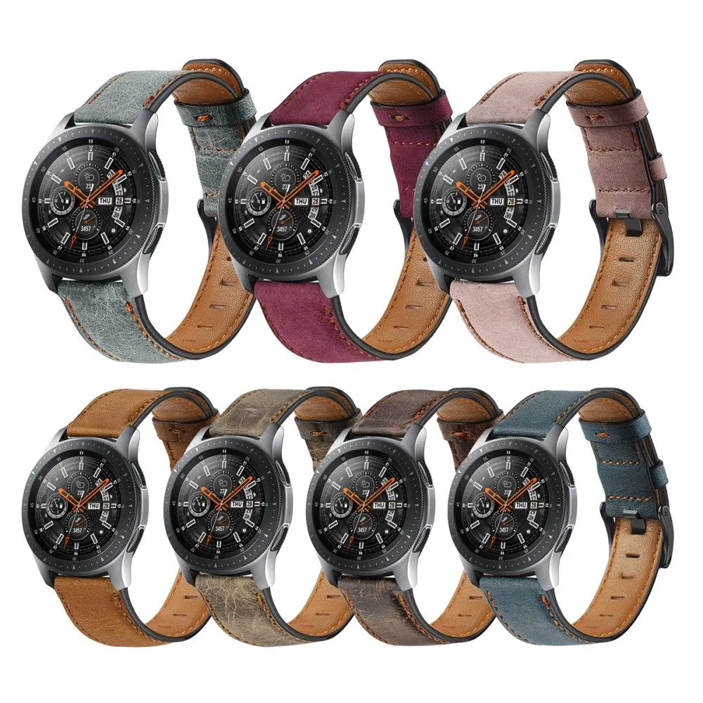 22mm Universal vintage genuine leather watch strap - Grey