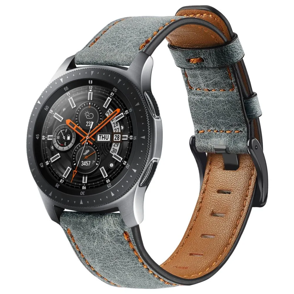 22mm Universal vintage genuine leather watch strap - Grey
