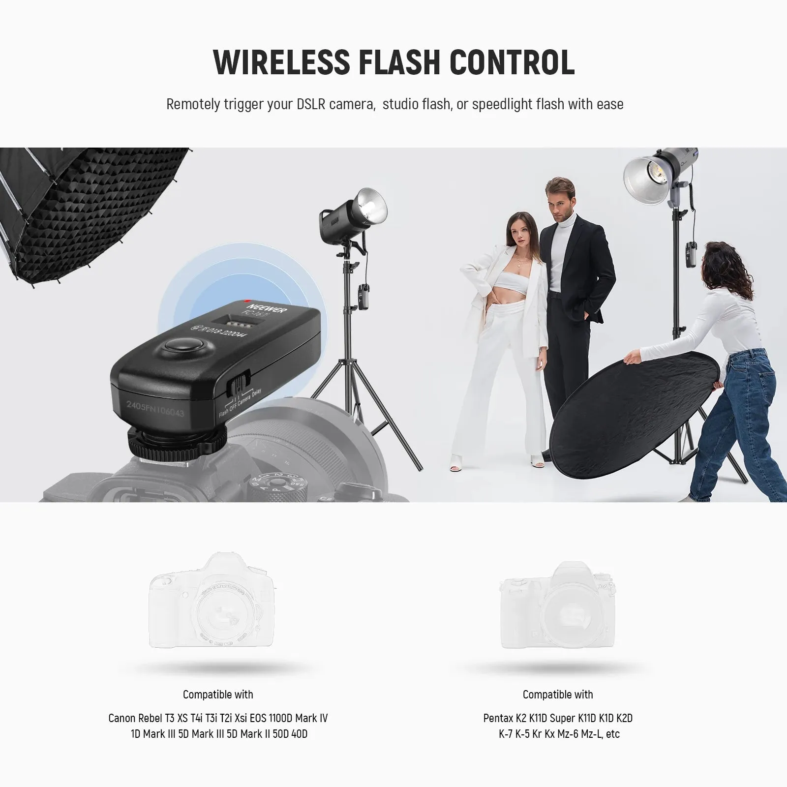 2.4g Wireless Camera Shutter Trigger for Canon/nikon/sony Fc 16 with 2 Receivers