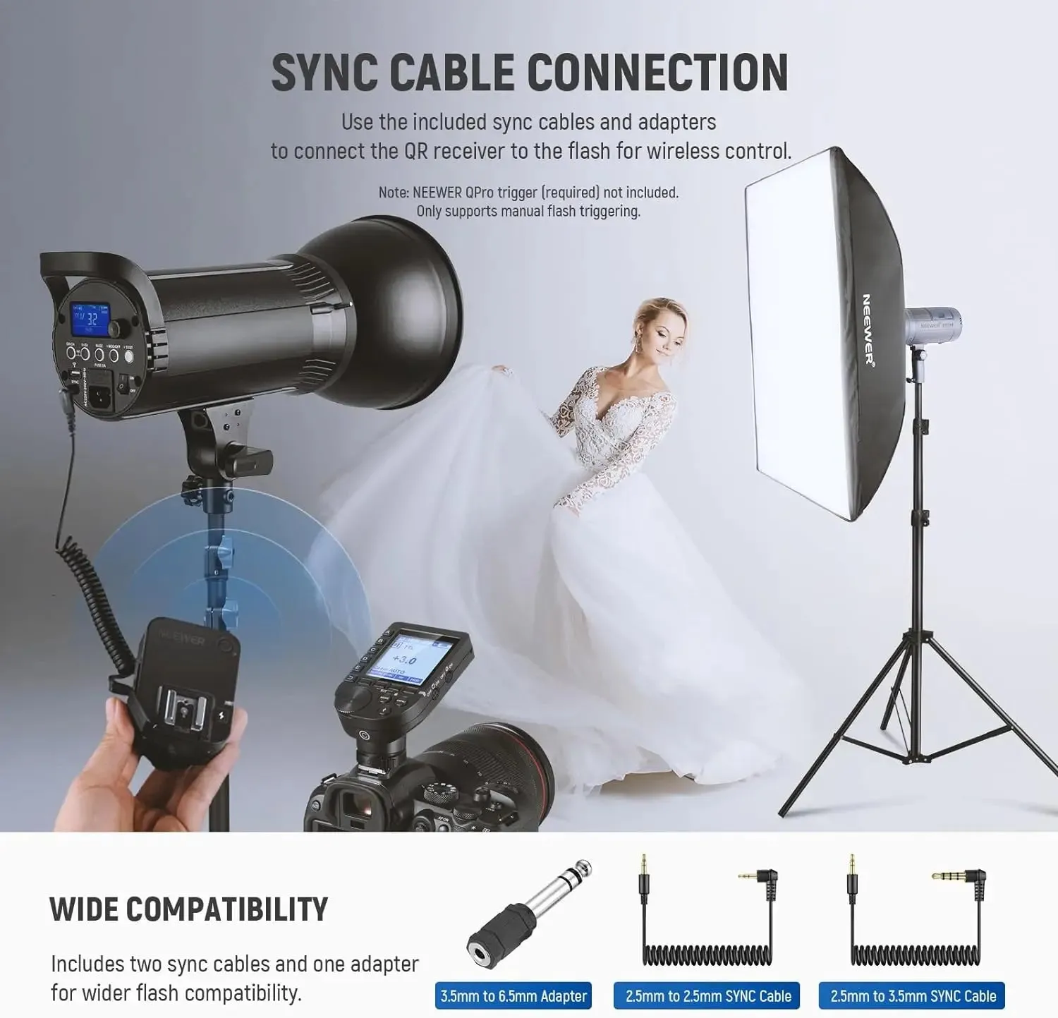 2.4g Wireless Flash Receiver for Qpro Triggers Single Contact 2.5mm Sync Port