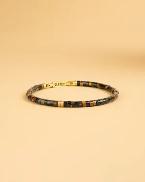 2mm Bracelet with mixed Tiger Eye stones and titanium element