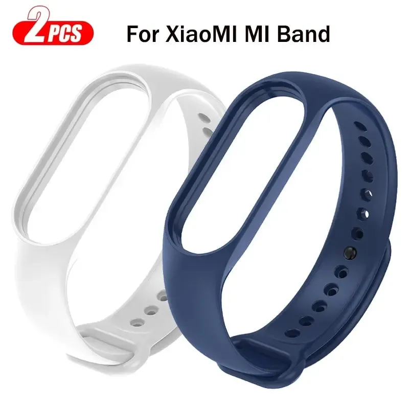 2pcs Silicone Watchband for Mi Band 7 6 5 4 3 Replacement Wristband for Xiaomi Mi Band Sport Strap for Smartwatch Accessories