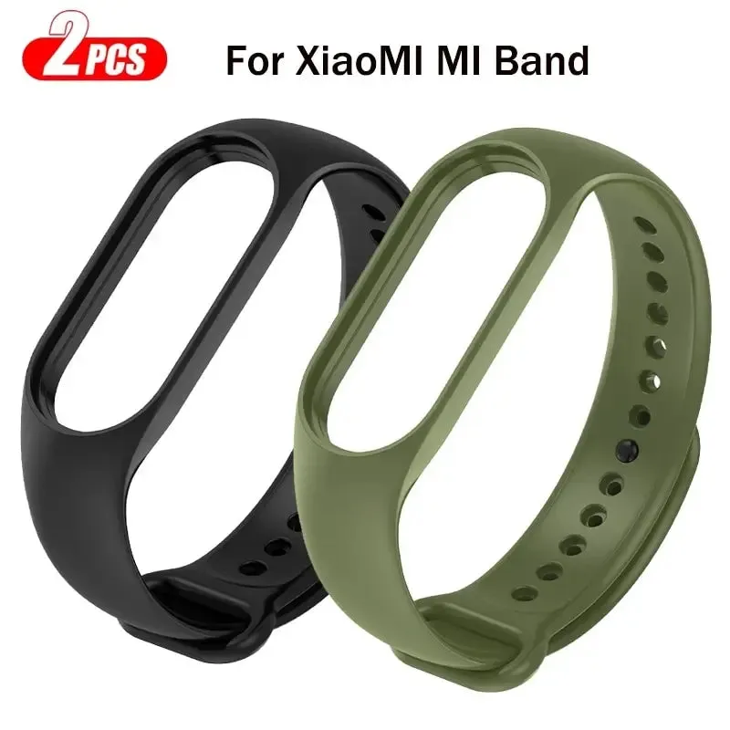 2pcs Silicone Watchband for Mi Band 7 6 5 4 3 Replacement Wristband for Xiaomi Mi Band Sport Strap for Smartwatch Accessories