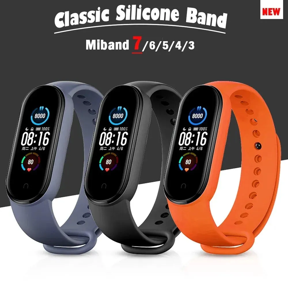 2pcs Silicone Watchband for Mi Band 7 6 5 4 3 Replacement Wristband for Xiaomi Mi Band Sport Strap for Smartwatch Accessories