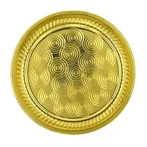 7 Inch (17.8 cm) Traditional Brass Kamatchi Vilaku Deepam Diya Oil Lamp (Golden) with Base Plate