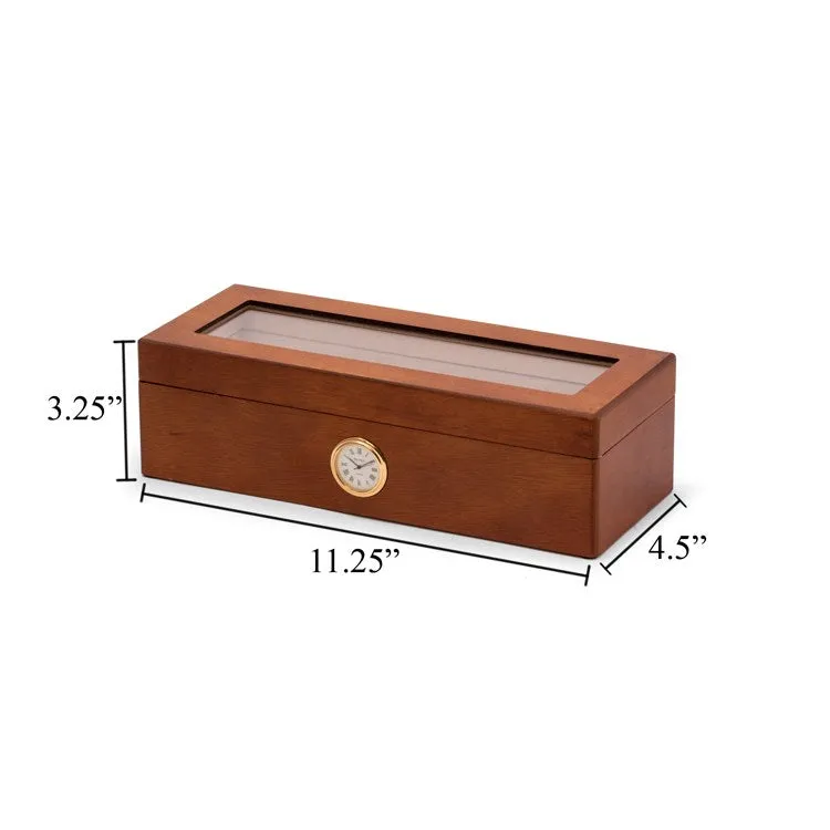 All In Time Wood Four-Watch Box with Quartz Movement Clock - Cherry