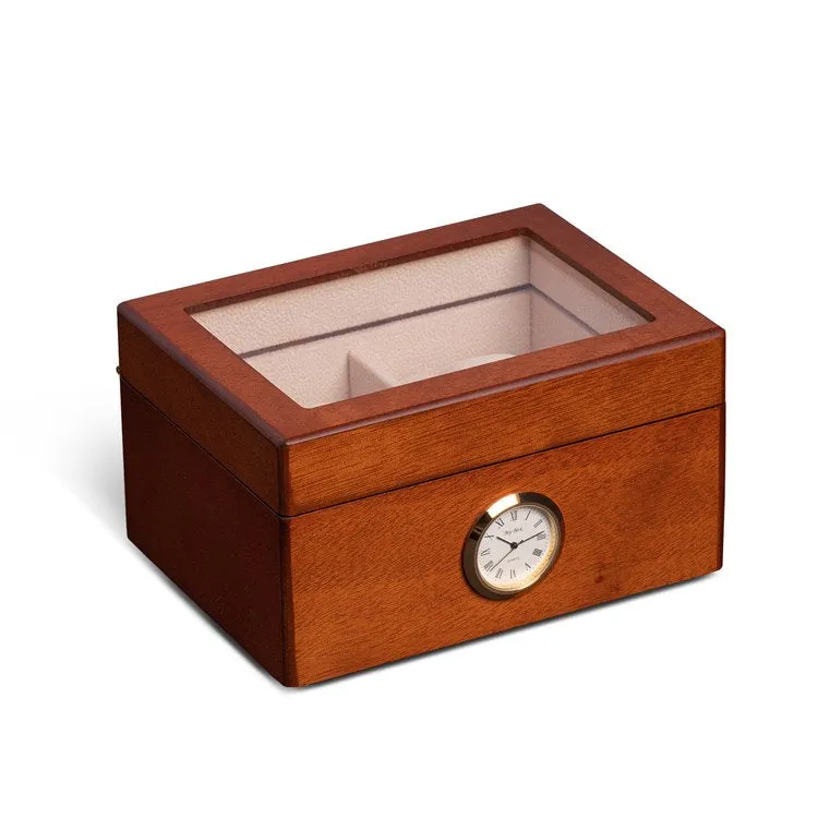 All In Time Wood Two-Watch Box with Quartz Movement Clock - Cherry