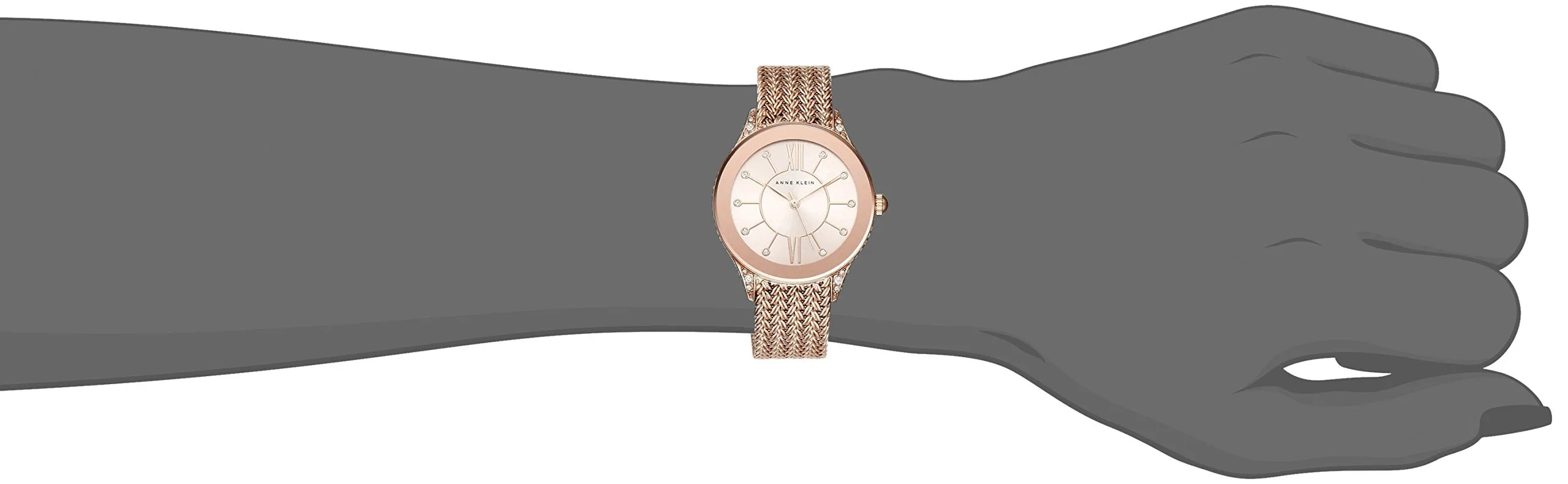 Anne Klein New York Swarovski Crystal Analogue Rose Gold Dial Mesh Women's Bracelet Watch