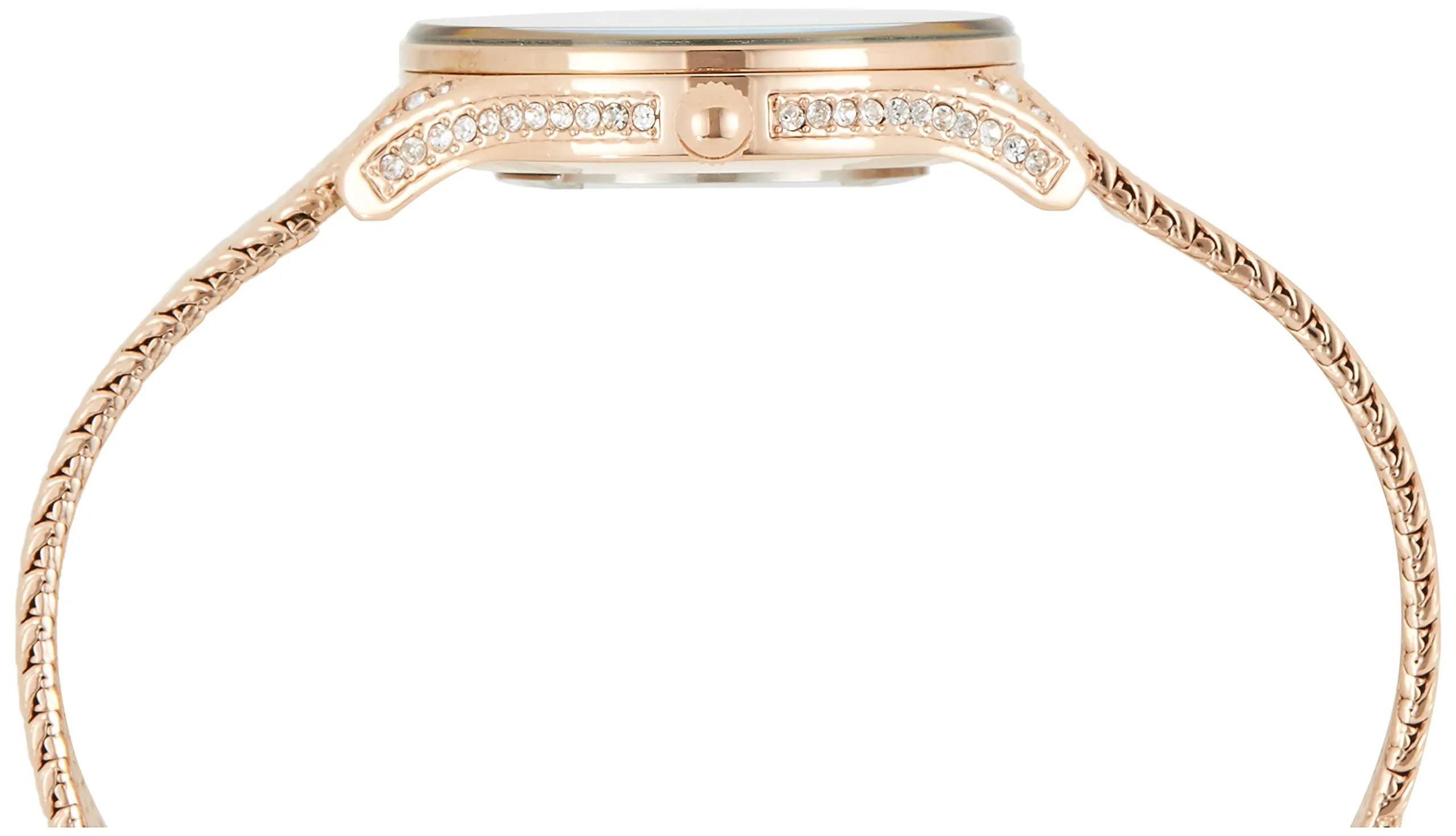 Anne Klein New York Swarovski Crystal Analogue Rose Gold Dial Mesh Women's Bracelet Watch