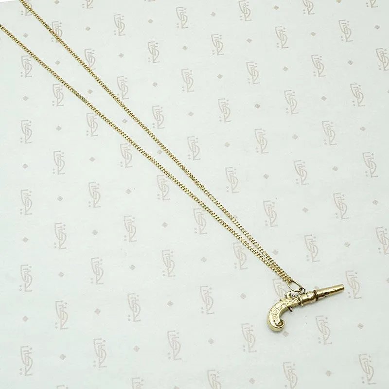 Antique Gold Flintlock Watch Key Pendant