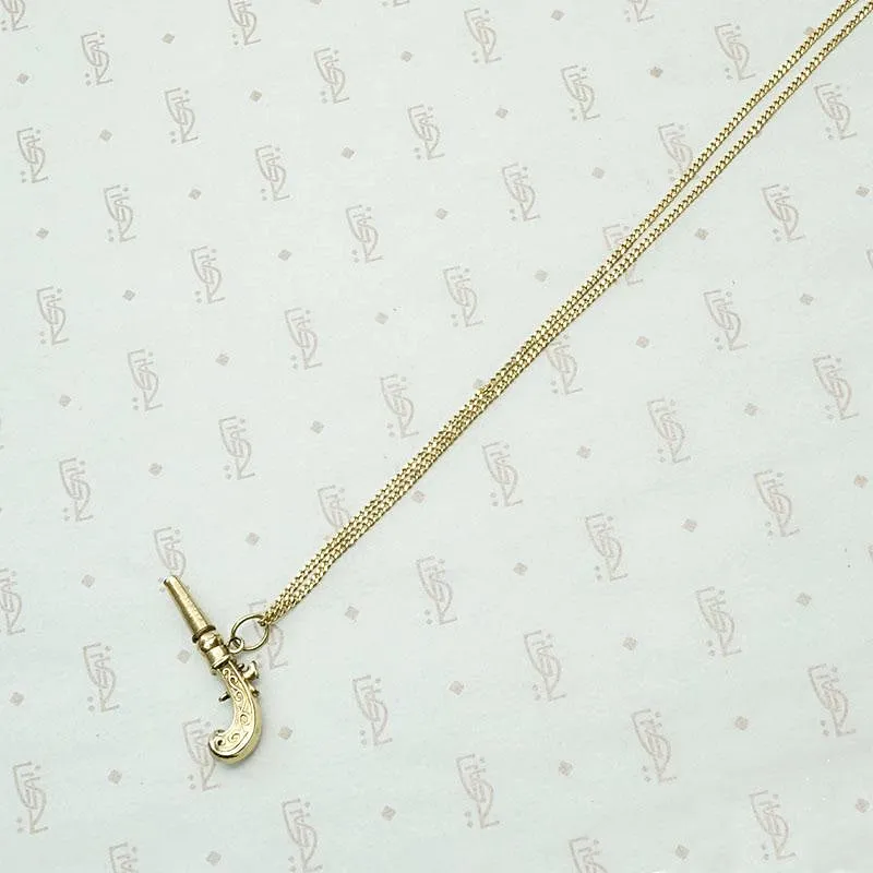 Antique Gold Flintlock Watch Key Pendant