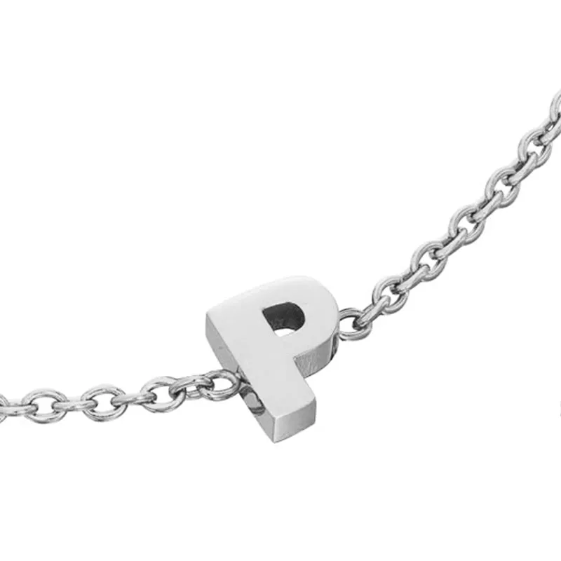 Birthstone & Little Luxe Letter Bracelet (Silver)