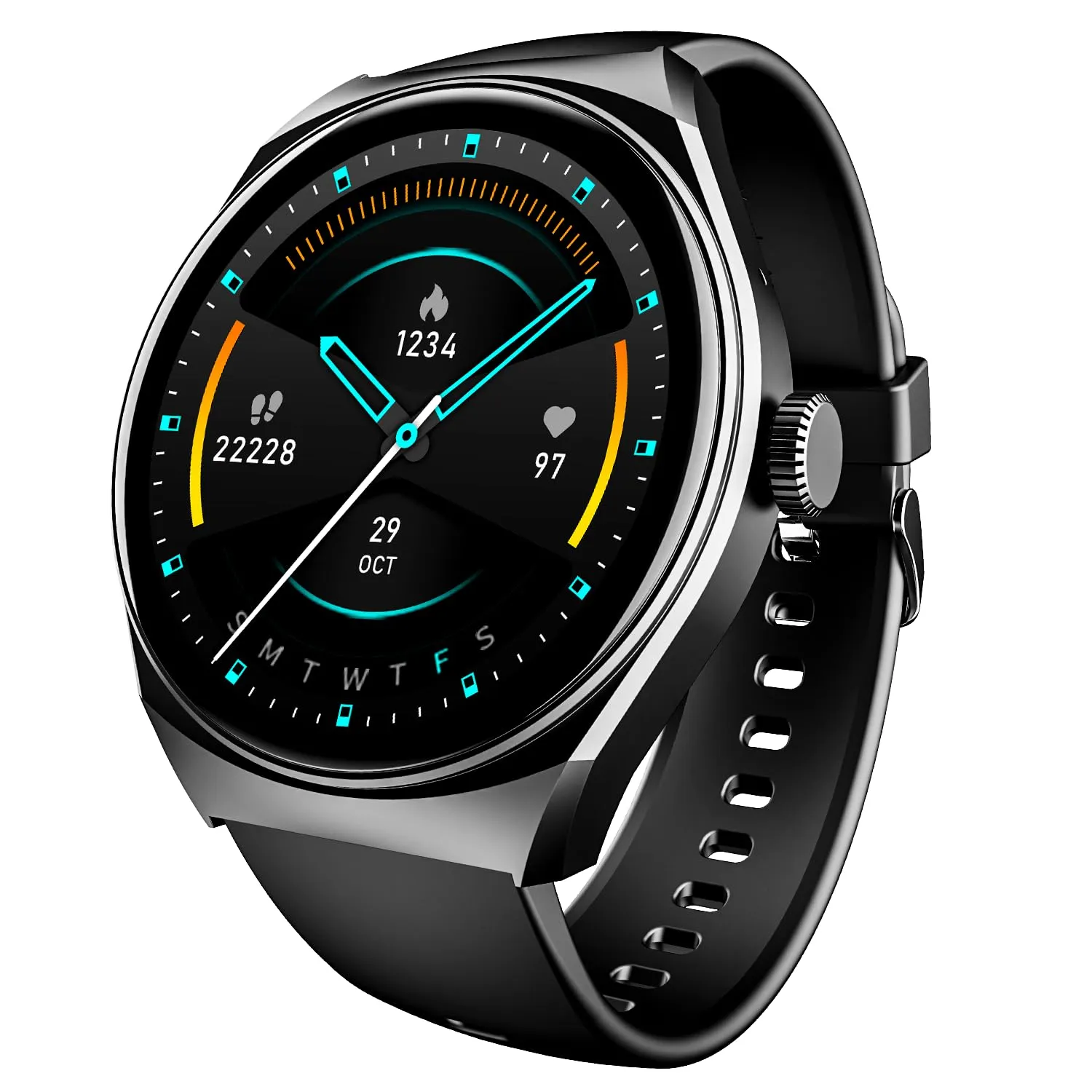 boAt Lunar Seek with 1.39" HD Display, Bluetooth Calling, Functional Crown, Multiple Sports Mode,100 Watch Faces, IP67 Dust, Sweat & Splash Resistance, HR & SpO2 Monitoring(Active Black)