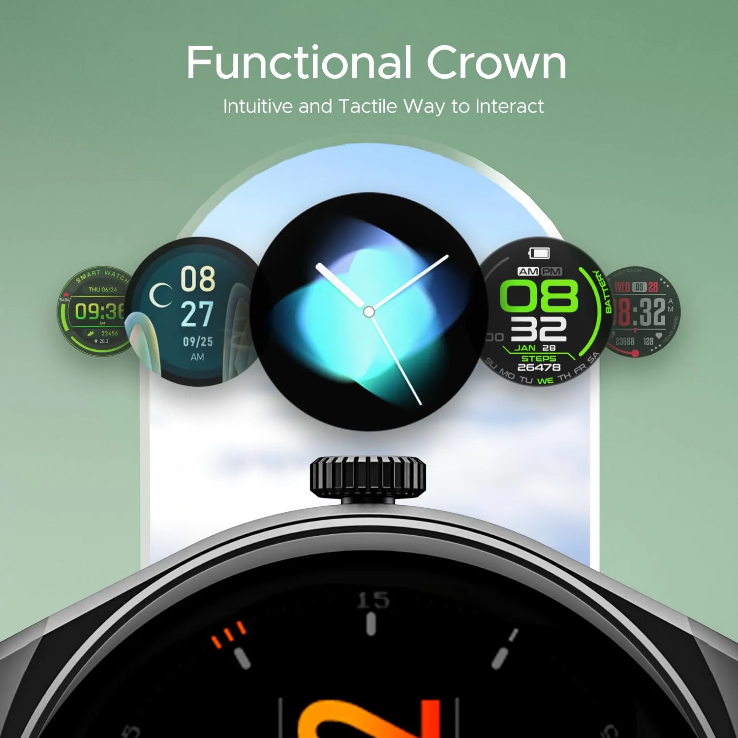 boAt Lunar Seek with 1.39" HD Display, Bluetooth Calling, Functional Crown, Multiple Sports Mode,100 Watch Faces, IP67 Dust, Sweat & Splash Resistance, HR & SpO2 Monitoring(Active Black)