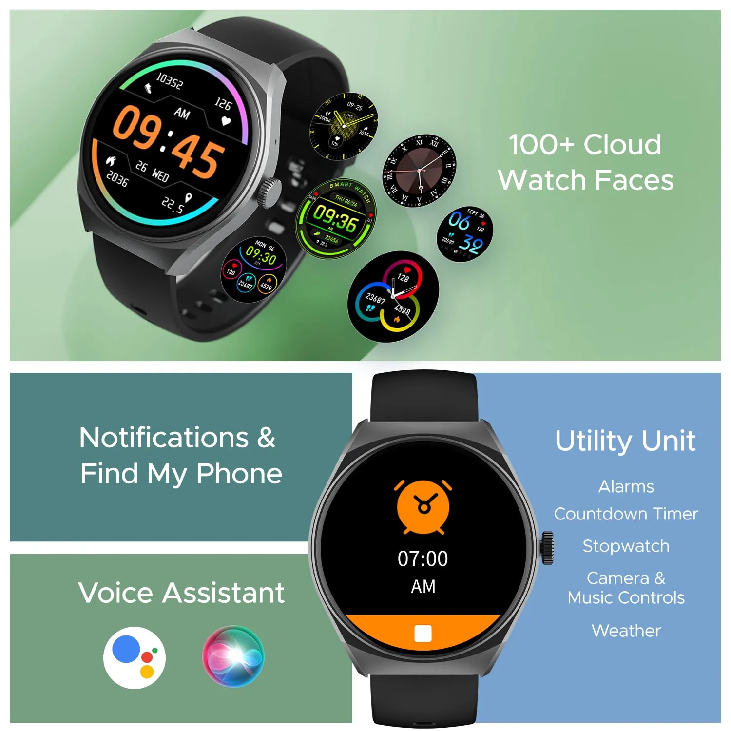 boAt Lunar Seek with 1.39" HD Display, Bluetooth Calling, Functional Crown, Multiple Sports Mode,100 Watch Faces, IP67 Dust, Sweat & Splash Resistance, HR & SpO2 Monitoring(Active Black)