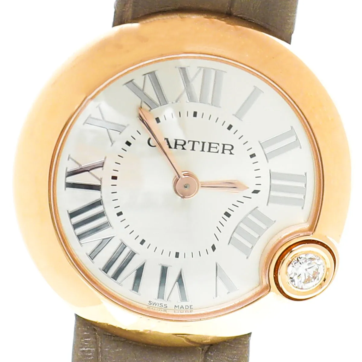 Cartier 18K Rose Gold Diamond Ballon Blanc De Cartier 30mm Quartz Watch