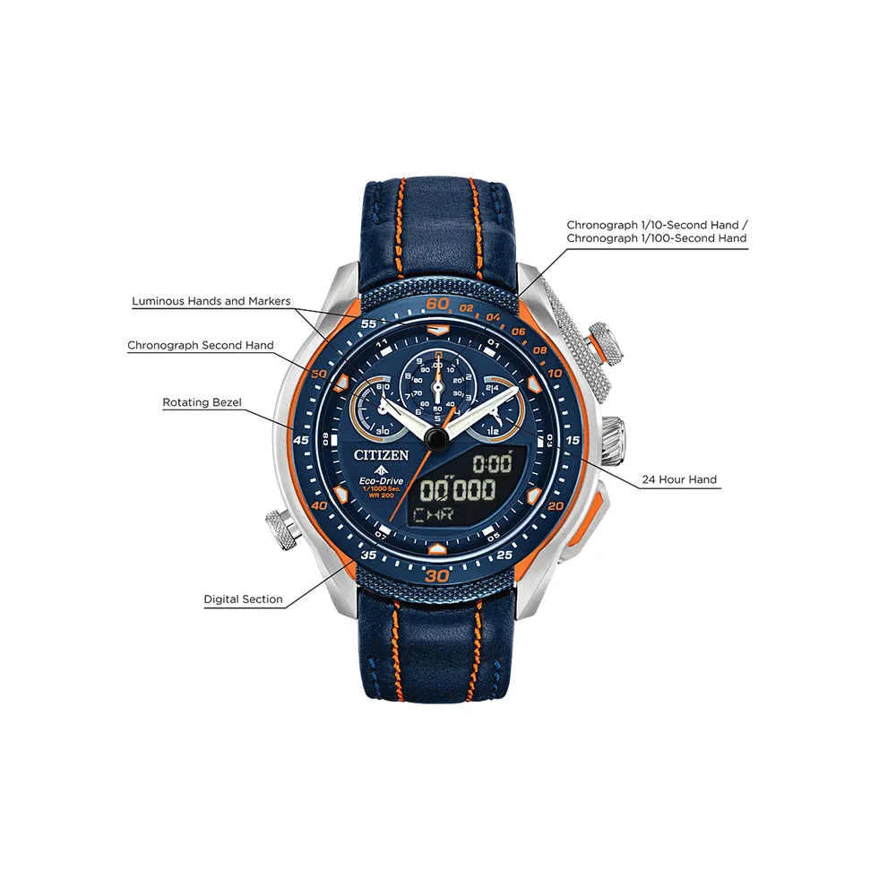 Citizen Gents Eco-Drive Mens Blue Leather Band Blue Quartz Dial Watch - JW0139-05L