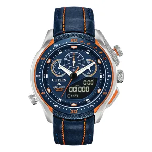 Citizen Gents Eco-Drive Mens Blue Leather Band Blue Quartz Dial Watch - JW0139-05L