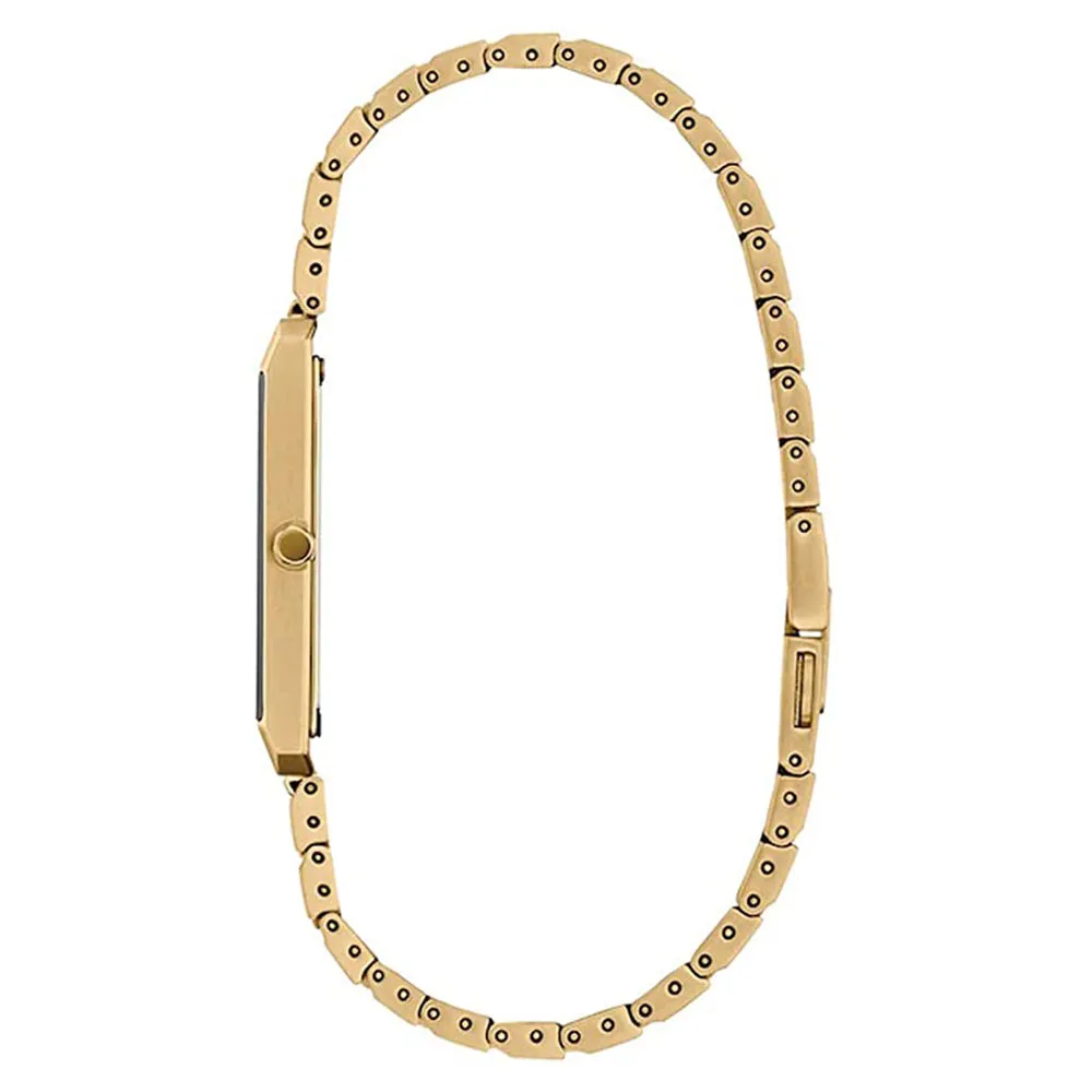 Citizen Unisex Stiletto Eco Drive Black Dial Yellow Gold Stainless Steel Bracelet Watch - AR3102-51E