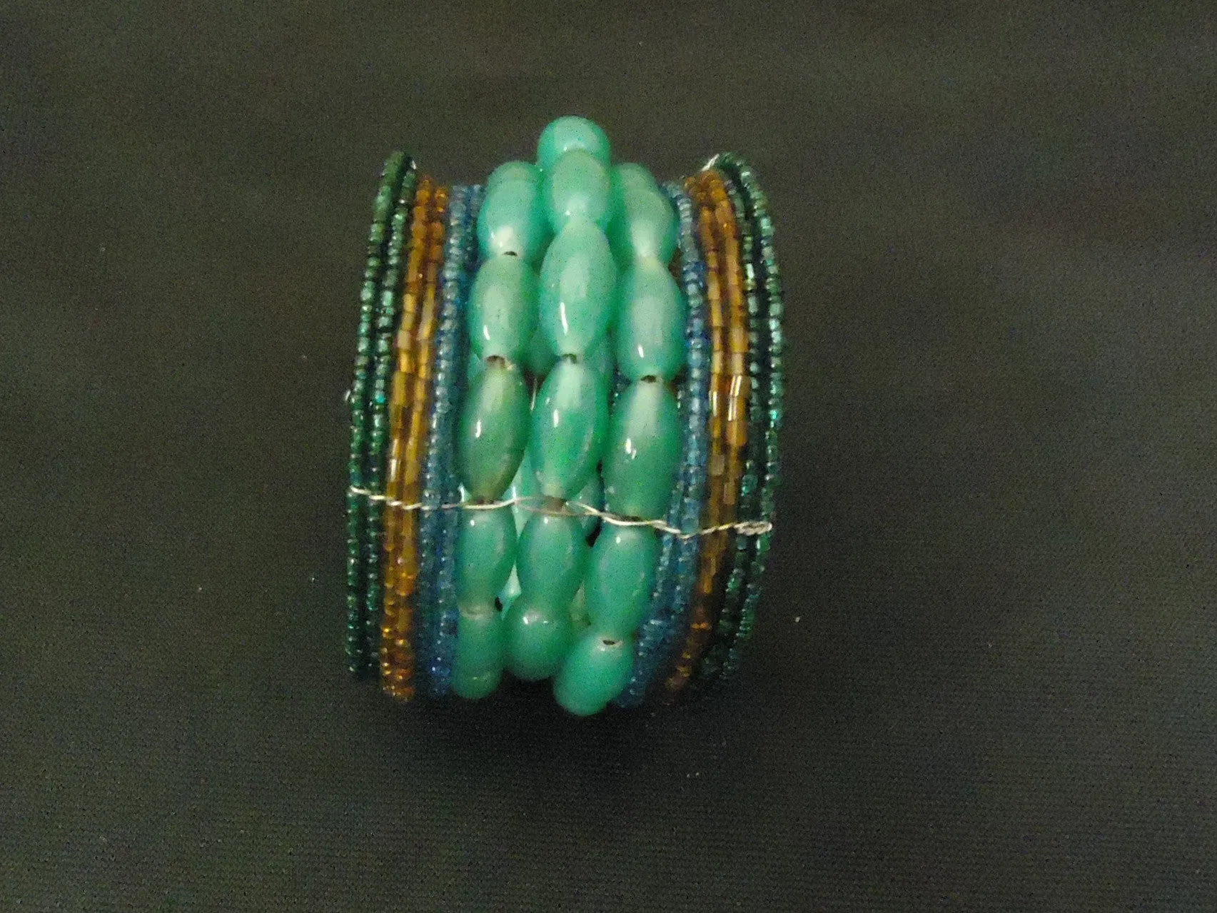 Designer Fashion Bracelet Beaded/Strand Female Adult Green/Brown/Blue -- Used