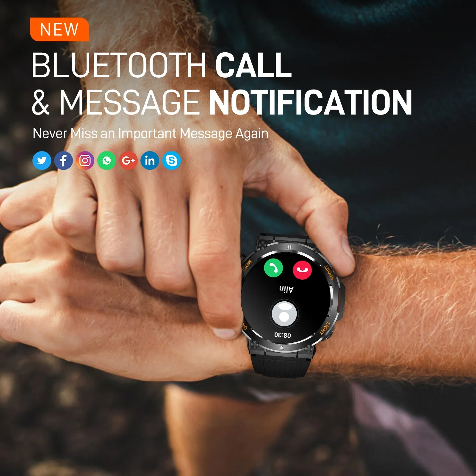 EIGIIS Military Smart Watch for Men with Flashlight (Make/Answer Call), 2024 New Digital Smartwatch with 1.46’’ HD Fitness Tracker 110  Sports Modes Step Counter Waterproof  Watch for iPhone Android