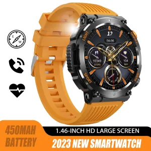 EIGIIS Military Smart Watch for Men with Flashlight (Make/Answer Call), 2024 New Digital Smartwatch with 1.46’’ HD Fitness Tracker 110  Sports Modes Step Counter Waterproof  Watch for iPhone Android