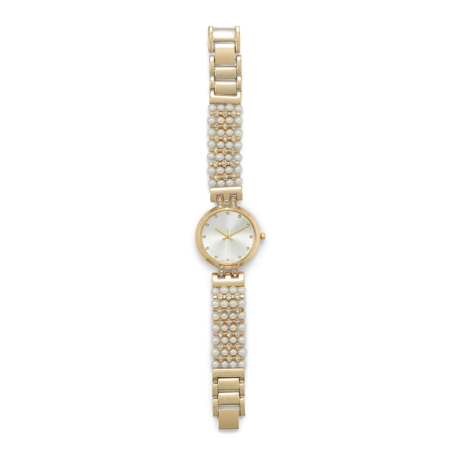 Fancy Gold Tone and Imitation Pearl Watch