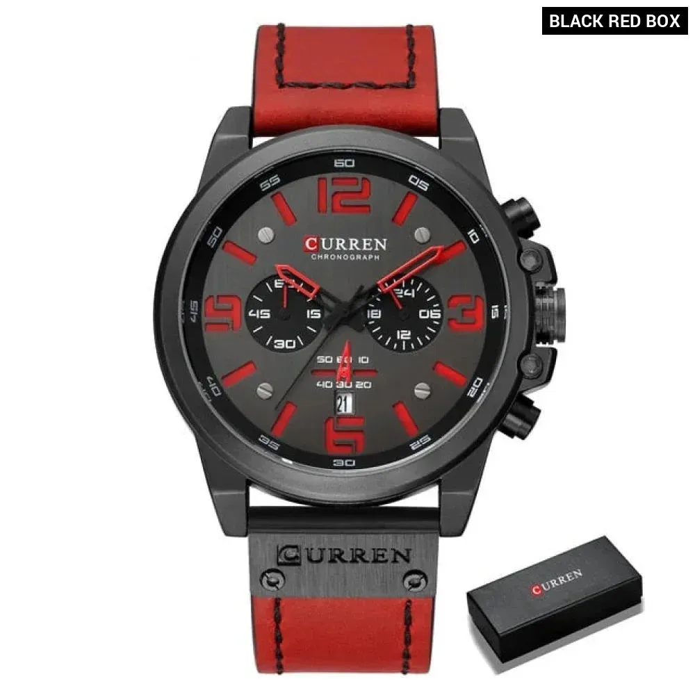 Fashion Casual Date Quartz Watches for Men Fashion Leather Sports Men's Wrsitwatch Chronograph Male Watch