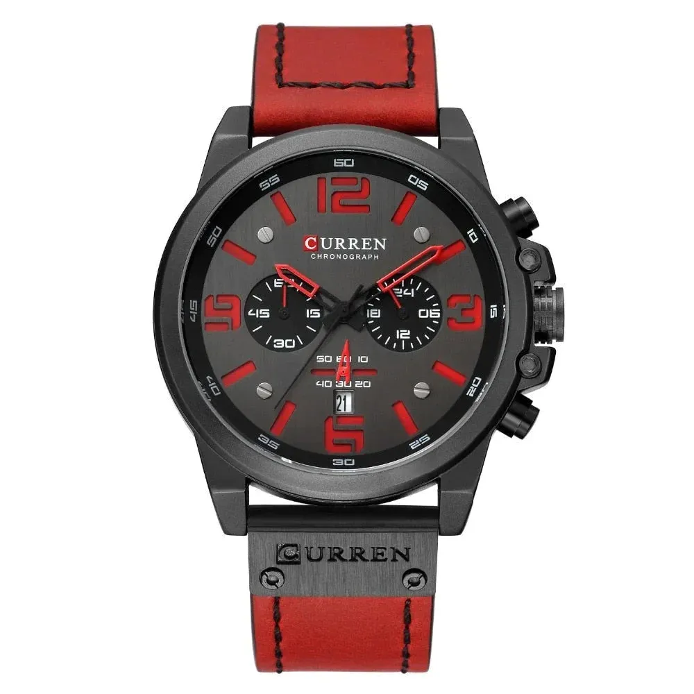 Fashion Casual Date Quartz Watches for Men Fashion Leather Sports Men's Wrsitwatch Chronograph Male Watch
