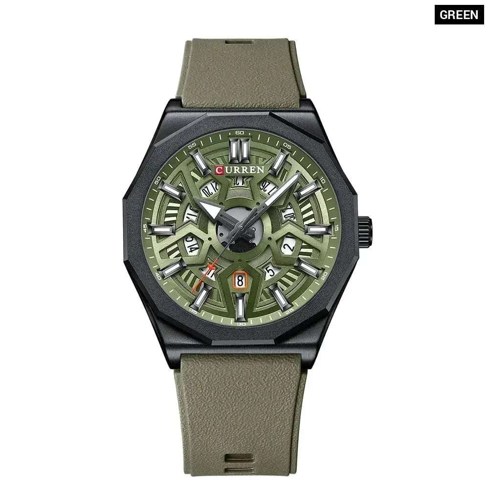 Fashion Casual Quartz Wristwatches with Date Sports Silicone Strap Hollow Design Luminous Watch