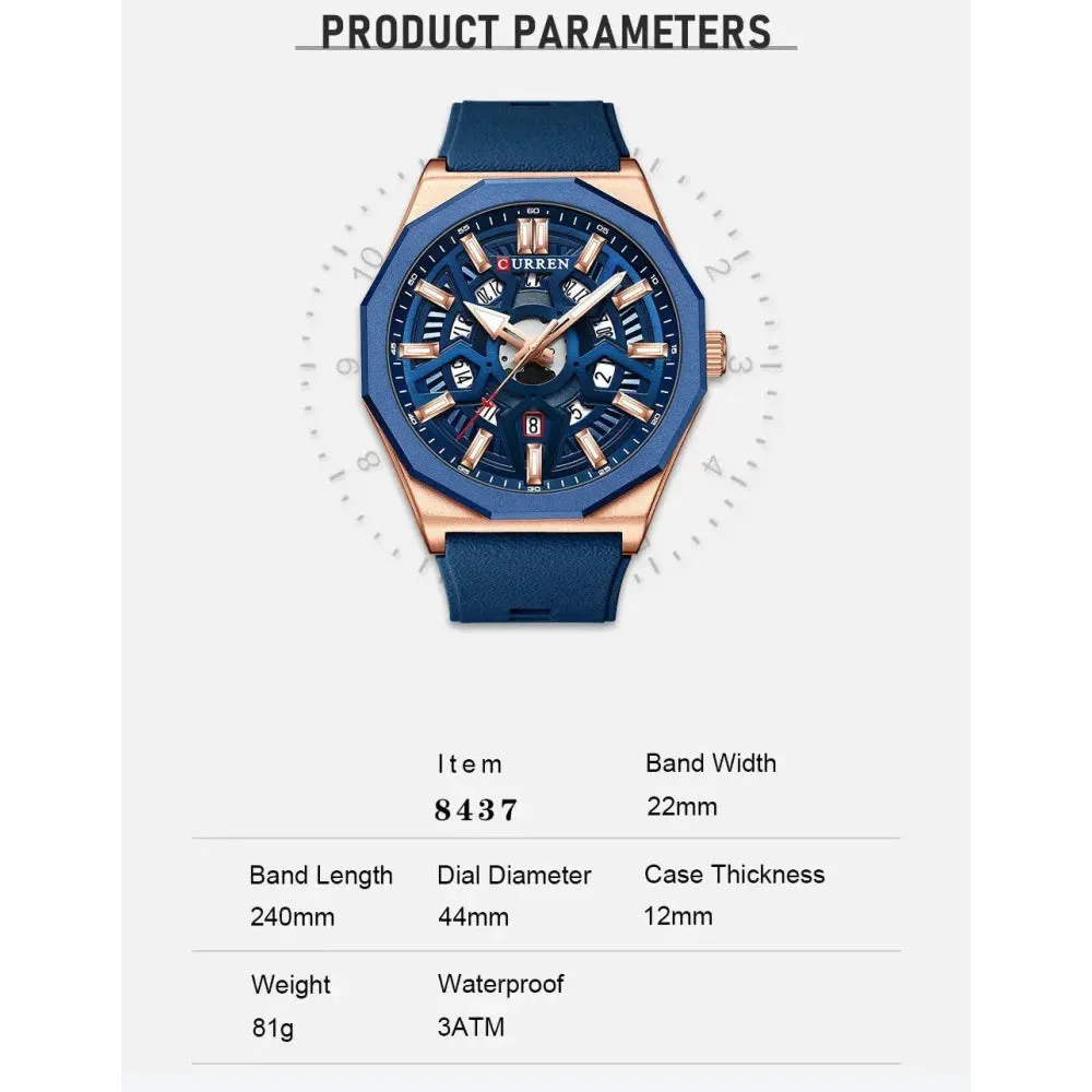 Fashion Casual Quartz Wristwatches with Date Sports Silicone Strap Hollow Design Luminous Watch