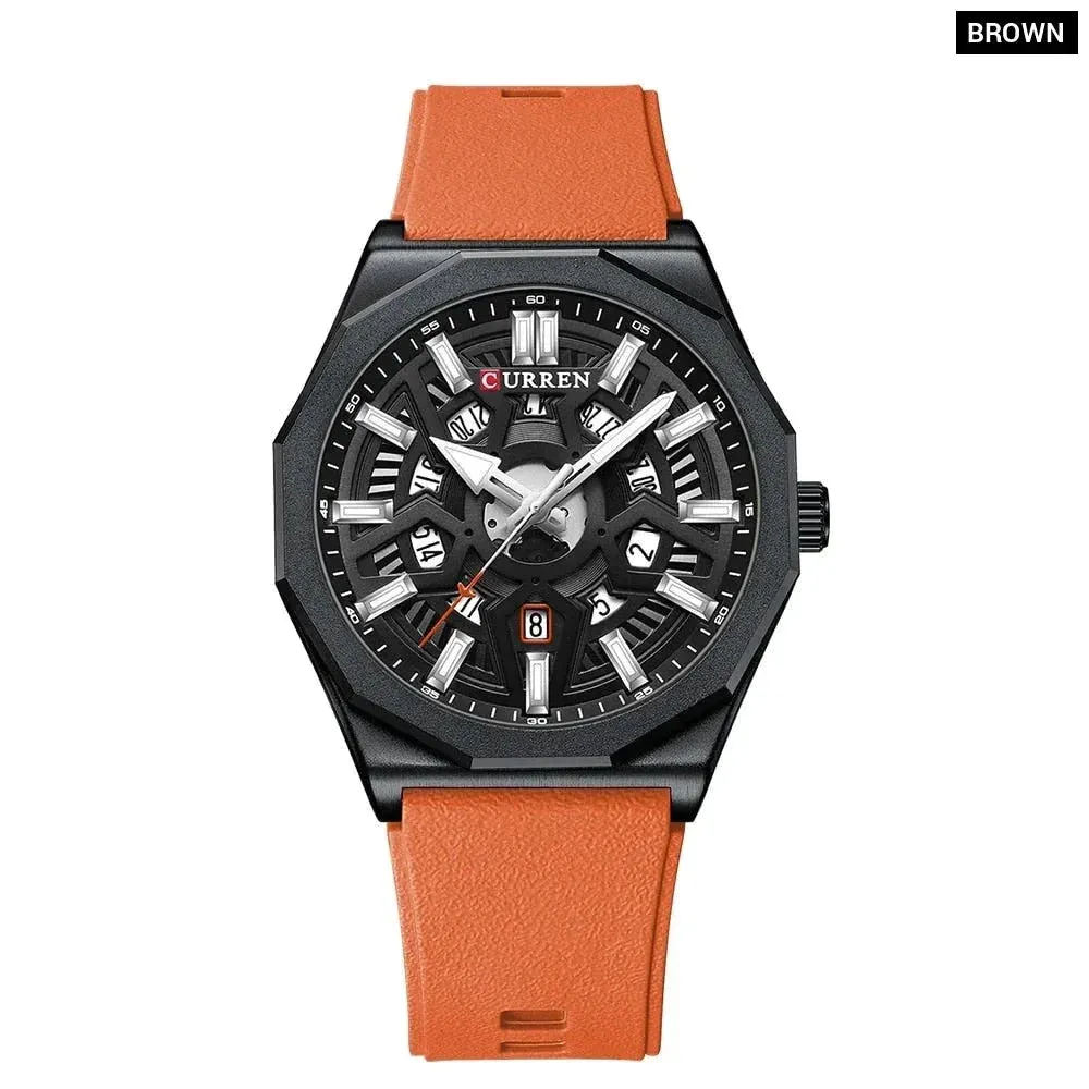 Fashion Casual Quartz Wristwatches with Date Sports Silicone Strap Hollow Design Luminous Watch