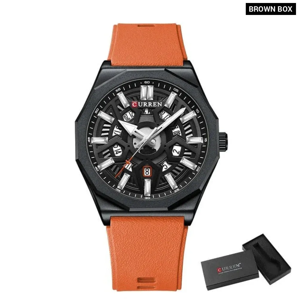 Fashion Casual Quartz Wristwatches with Date Sports Silicone Strap Hollow Design Luminous Watch