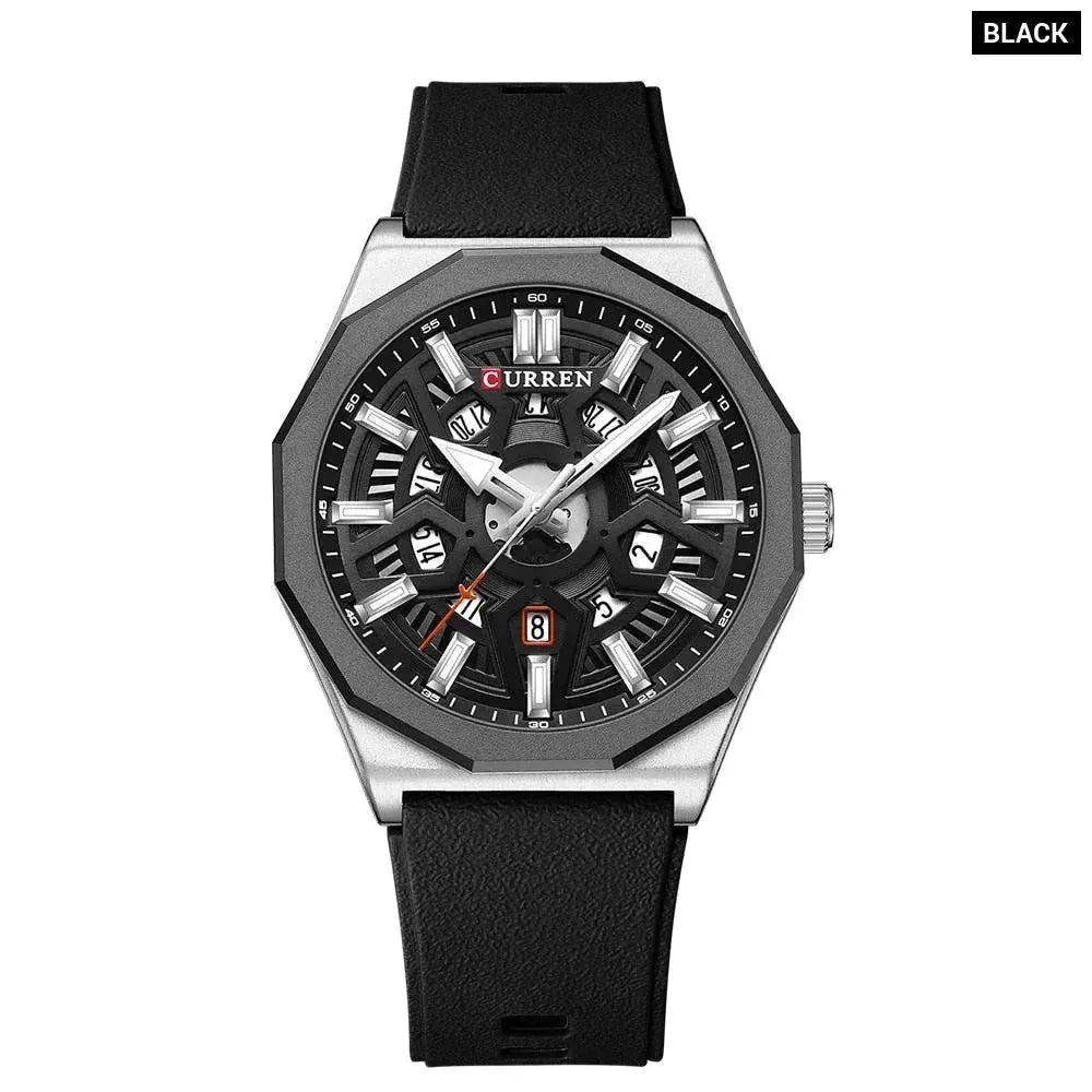 Fashion Casual Quartz Wristwatches with Date Sports Silicone Strap Hollow Design Luminous Watch