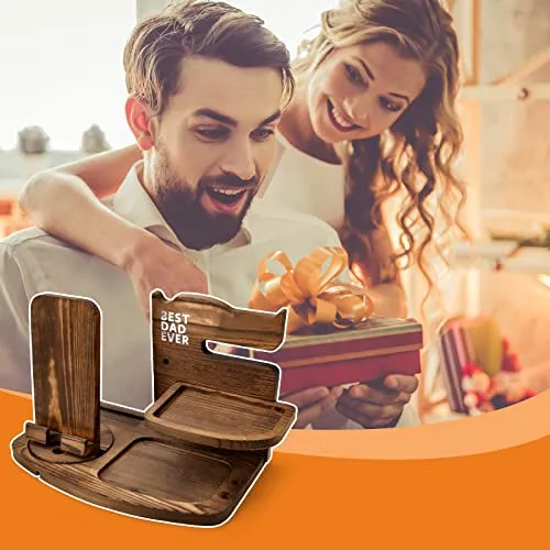 Fathers Day Ideas-Nightstand Organizer Wallet Stand Glasses Watch Holder-Dad Birthday Gift - Grandpa Gifts for Fathers Day