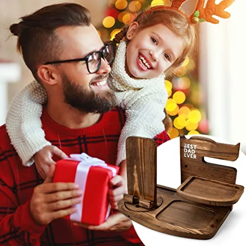 Fathers Day Ideas-Nightstand Organizer Wallet Stand Glasses Watch Holder-Dad Birthday Gift - Grandpa Gifts for Fathers Day