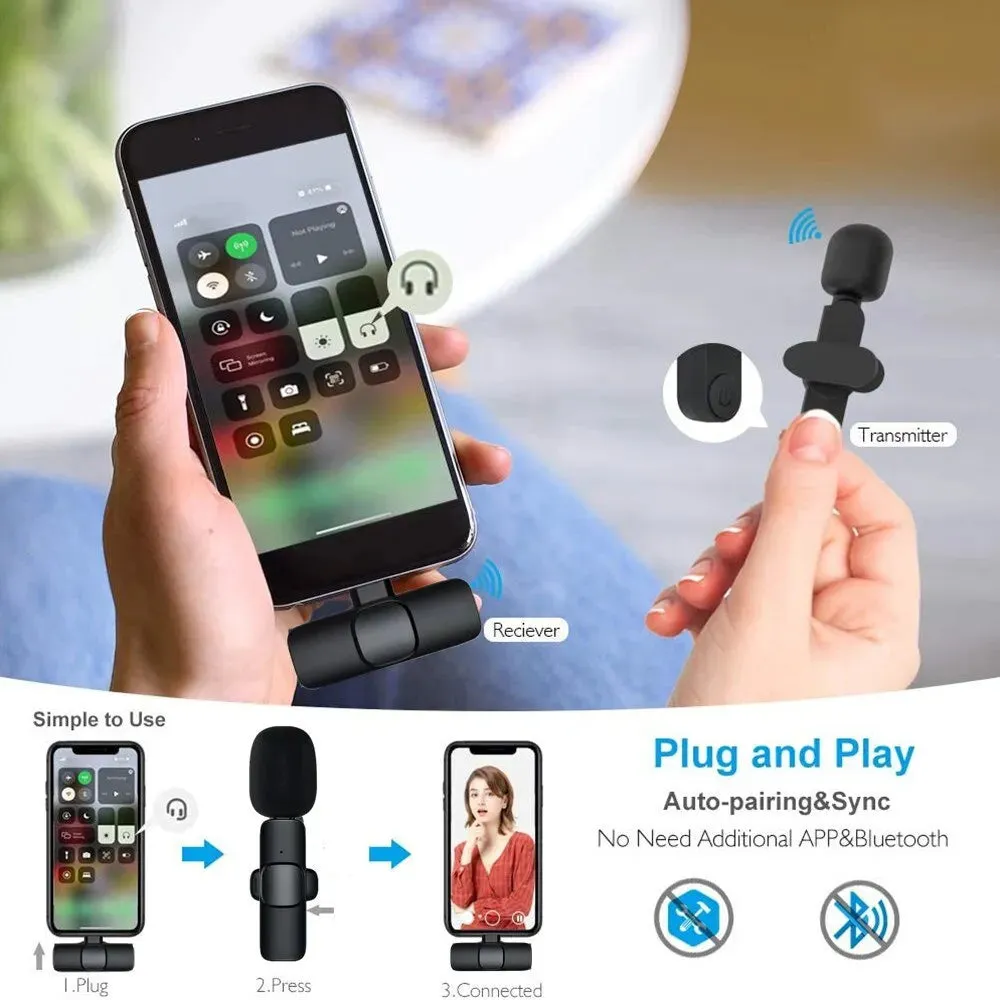 Gaminja Wireless Lavalier Microphone for Iphone Android Portable Mini Mic for Live Broadcast Gaming Recording